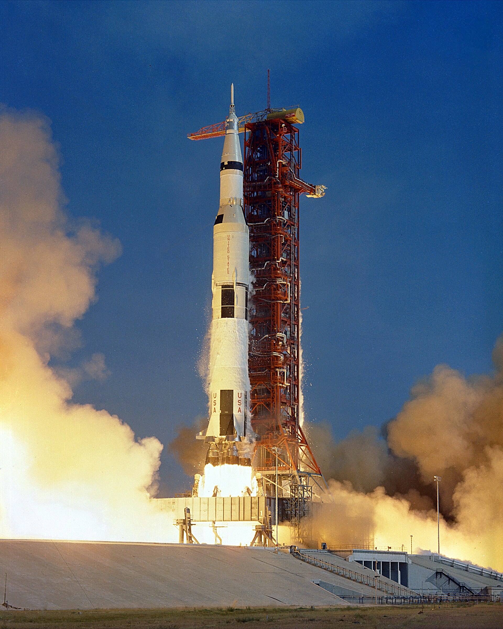 Apollo 11 Saturn V lifting off, 1969